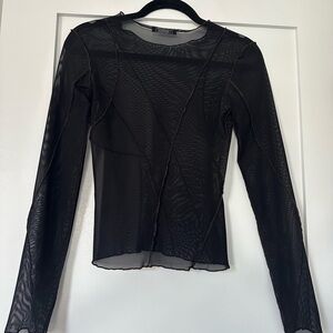 Black Sheer Long Sleeve Top